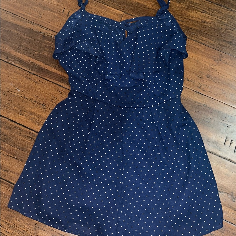 Trixxi Blue and White Dotted Romper